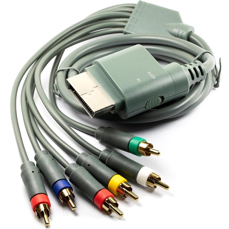 whiteeeen كابل AV مكون بطول 1.8م / 6 قدم 2 في 1 للفيديو لجهاز Xbox 360 / Xbox 360 Slim رمادي - Image 1